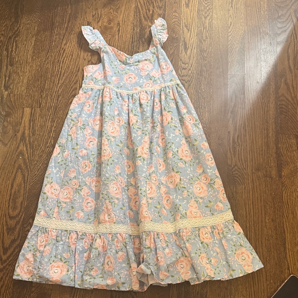 Middle School girl Haute Hippie Floral Dress - Blue and Pink
